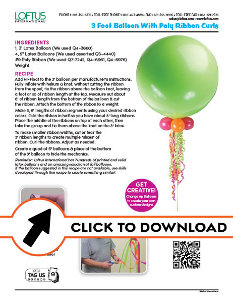 3ft Balloon Poly Ribbon Curls